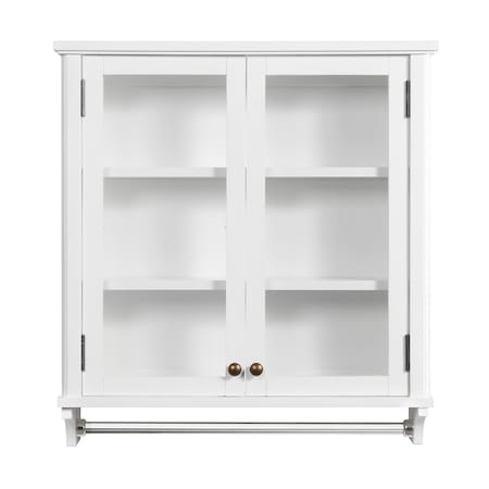Alaterre Furniture Dorset Bath 27"W x 29"H Wall Mounted Cabinet with Mirror and Towel Rod ANVA79WH